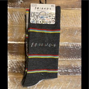 🎉 3/30 Friends 2 pairs Novelty Crew Socks NWT